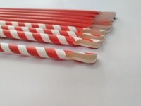 8x200mm Durable Bande Rouge Biodégradable Smoothie Bulle Thé Cuillère Tête Papier Paille