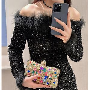 Venta caliente Shinny Mujer Explosivo Diamante Incrustado Bolsa Cena Señoras Moda Banquete Vestido Bolso de noche - Product Image 3