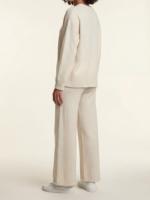 Ensemble de vêtements de maison pour femmes en deux pièces, pull en tricot à manches longues, couleur unie, pantalon doux, coupe ample, chaud, décontracté, taille oversize
