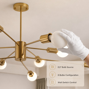 Modern Iron Chandelier Gold Finish 8 <b>Light</b> E27 Ceiling Mounted For <b>Dining</b> Room Living Room Commercial Indoor Lighting - Product Image 4