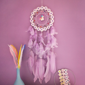 Unicorn Giấc Mơ Catcher tường trang trí nội thất với ánh sáng lông <span class=keywords><strong>dreamcatchers</strong></span> cho cô gái món quà nhà treo trang trí cho phòng ngủ - Product Image 6