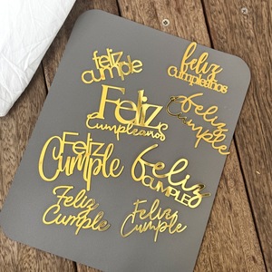 MOYI - Adornos Acrílicos para Pastel <span class=keywords><strong>de</strong></span> Feliz Cumpleaños en Español, Adorno Dorado para Pastel, Adornos para Pastel para Latinoamérica - Product Image 1