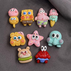 Accesorios de resina de dibujos animados de <span class=keywords><strong>Bob</strong></span> <span class=keywords><strong>Esponja</strong></span>, funda de teléfono Diy, pegamento en crema, pinza de pelo hecha a mano, pegatina de parche para zapatos - Product Image 1