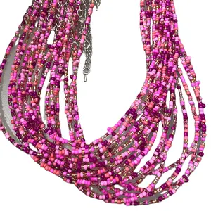 2023 Offre Spéciale bricolage bijoux multicouche 2mm graine perle colorée collier femmes Lariat perles acryliques multicolores