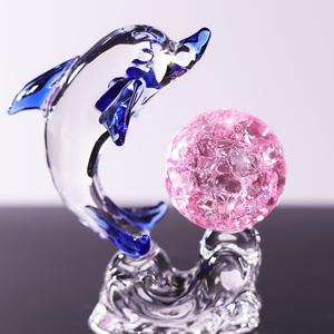 크리스탈 유리 돌고래 장식품 광택 처리된 동물 테마 수집품 책상 장식 또는 장식용 - Product Image 4