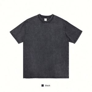 Men's 280G Retro Faded T-shirt European Size Short Sleeve Cotton Solid Pattern Digital Direct Injection Logo Oversize T Shirts - Product Image 6