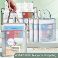 Sac à main en maille transparente à fermeture éclair en forme de L A3/A4 Grande ouverture pour les devoirs Tutoriel pour les élèves du primaire et du secondaire