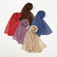 Nouvelle Mode Pashmina Plaine Couleur Long Châle Foulard Islam Turban Floral Broderie Étoles En Mousseline De Soie Châle Hijab Écharpe pour Femmes