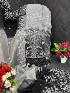 Organza lourd avec broderie Costume pakistanais de créateur à manches longues pour mariage et fête - Product Image 5