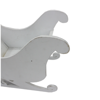 Pot de fleurs en bois massif blanc sculpté, modèle traîneau de décoration de noël