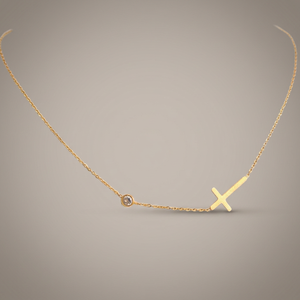 Minimalist Trendy Tiny Cross Design 14K Gold Plated Stainless Steel Crystal Rhinestone <b>Pendant</b> Necklace Children's Women's - Product Image 3