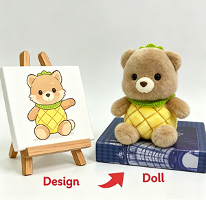 Juguetes de Peluche Personalizados de la Serie Frutas: Pingüino, Cachorro y Oso Adorables con Manzana, Arándano y Piña, Animales de Peluche Suaves de 15 cm - Product Image 3