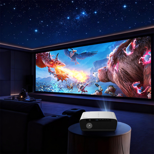 AI-Enhanced Smart Linux TV Projector 4K with TOF Auto Focus 1850 ANSI MT9669 Wi-Fi 6 Dual Speakers