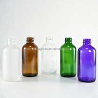 500ml 16oz Boston Glasflasche Klar Mattiert Grün Kobaltblau Bernstein Braun Glasflasche für Shampoo Saft Ätherisches Öl Sirup