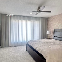 Rideau plissé motorisé à fixation au plafond, tissu occultant et voile double couche pour chambre à coucher, taille personnalisée