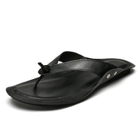 Sandales tongs en cuir pour hommes avec soutien de la voûte plantaire, confortables et amortissantes, pour la marche, à enfiler, intérieur/extérieur
