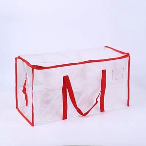 Clear Extra Large Heavy-Duty PP Woven Storage <b>Bags</b> <b>Foldable</b> Reusable with Backpack Straps Moving Promotional Shopping Solution - Product Image 3
