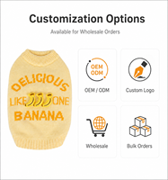 Pull pour chien tricoté, vêtements pour animaux de compagnie, décoration 3D banane, col côtelé, vêtements en gros OEM personnalisés