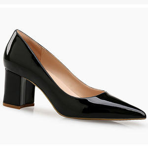 وأشار اصبع القدم مضخة أنثى بدلة سوداء عالية أعلى المرأة عرض واسع اللباس الأحذية - Product Image 5