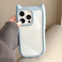 Nueva Funda de Teléfono TPU con Orejas de Gato para iPhone 16 15 Plus 14 Pro Max 12 - Diseño de Oreja de Gato en Forma de Panecillo Acrílico Anticaída 2025