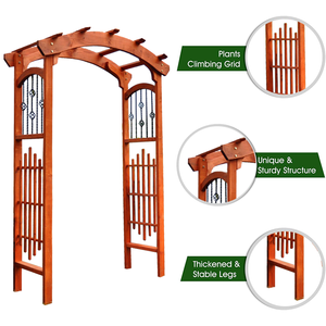Arche en bois naturel traité sous pression pour décorations de mariage Treillis de jardin extérieur Pergola en bois Gazebo Pavilion Arbours Arbor - Product Image 5
