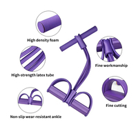 Ejercitador Abdominal Multifuncional de 4 Tubos, Cuerda de Resistencia para Abdominales, Yoga y Ejercicios en Casa, Pedal de Resistencia Elástica
