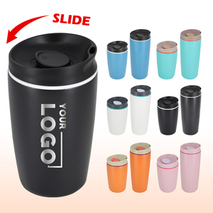 Regalos Empresariales Personalizados en Negro, Botellas de Agua de 12 oz para Bodas, Impresión UV, Taza de Viaje para Café a Prueba de Fugas, Taza de Beber 304 con Tapa a Presión - Product Image 1