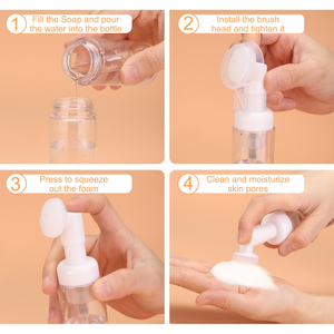 Hot Selling Emulsion Foam Mousse <b>Bottle</b> With Facial Wash Silicone Brush - Product Image 4