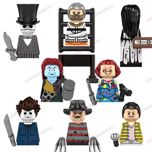 KF6175 Freddy Krueger Chucky anillo de medianoche Sally Hannibal Michael Myers Halloween Horror figura de bloques de construcción juguete educativo