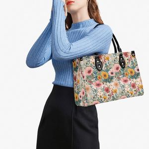 Summer Flowers Pattern Pu Handbag <b>for</b> <b>Women</b> Print on Demand Practical Tote <b>Bag</b> Spacious Versatile Womans <b>Satchel</b> - Product Image 2