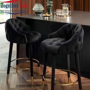 Sillón de Terciopelo de Diseño Moderno y Ligero de Lujo con Patas de Metal Negro para Comedor y Sala de Estar, para el Hogar y el Recibidor - Product Image 3