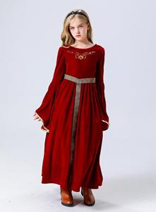 Ecowalson niñas vestido renacentista Medieval terciopelo manga larga acampanada Vintage <span class=keywords><strong>princesa</strong></span> disfraces Halloween carnaval fiesta vestido - Product Image 5
