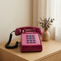 Téléphone fixe vintage à cadran rotatif style années 60, téléphone de bureau filaire rétro pour la décoration de la maison, café et accessoire photo