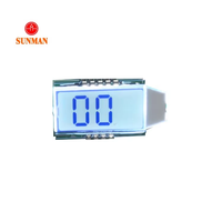 Modul LCD STN 7-Segmen 2-Digit SML0268 3.3V Transflektif Positif dengan Lampu Latar Putih untuk Termometer