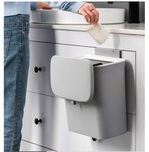 Wall Hanging <b>Plastic</b> Waste Bin <b>Kitchen</b> Wall-mounted Trash Can with Lid - Product Image 2