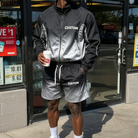 Ensemble de survêtement d'été léger en nylon avec logo brodé personnalisé, coupe-vent réfléchissant 3M et short de sport pour homme, 2 pièces