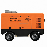 Compresseur d'air à vis diesel Kaishan KSCY-550/13K-G2 13 bars avec contrôle PLC, châssis de remorque robuste pour le forage de roches en carrière