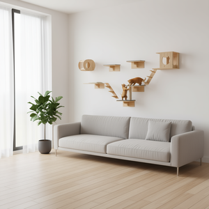 Ensemble d'étagères murales pour chat, 7 pièces, arbre à chat en bois, griffoir, meubles, planches de couchage et d'escalade, fournitures pour animaux de compagnie d'intérieur - Product Image 2