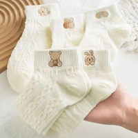 Chaussettes de bateau respirantes pour femmes pour le printemps été mignon nuage blanc conception d'ours petites chaussettes imprimées de Logo mince Invisible