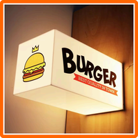Boîte à lumière LED lumineuse personnalisée pour extérieur, signalétique commerciale pour les services de restauration