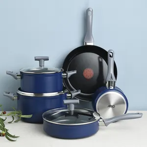 9 miếng gốm Cookware Set Hot Bán chiên chảo không dính gốm nấu nồi với Glass Nắp