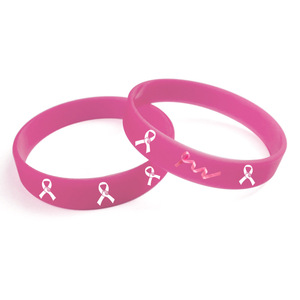 Venta al por mayor pulseras de cáncer de mama pulseras de silicona de moda logotipo personalizado pulsera de goma - Product Image 2