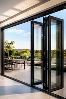 Porte pliante en aluminium à double vitrage trempé, moderne, pour séparation de pièce ou patio
