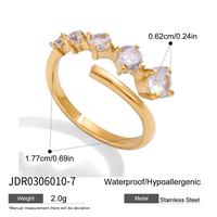 Perhiasan Boho Fashion Warna Emas Lapis Elektroplating Cincin Baja Tahan Karat Tahan Air - Bertema Zirkon Cincin Wanita