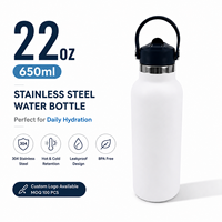 Bouteille d'eau isotherme en acier inoxydable de 22 oz avec couvercle à paille, sans BPA, anti-fuite, gourde de sport, logo personnalisé OEM ODM