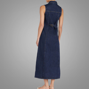 Bellissimo abito in Denim lavabile Hotsale senza maniche abbottonatura abiti da Club <span class=keywords><strong>di</strong></span> alta <span class=keywords><strong>qualità</strong></span> cotone jeans <span class=keywords><strong>abbigliamento</strong></span> <span class=keywords><strong>Online</strong></span> - Product Image 4