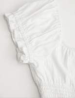 Robe Courte Blanche d'Été Personnalisée de Haute Qualité à Col Rond Uni, Tendance, Nouée, Froncée, Fendue, Taille Naturelle, Lavable pour Femme