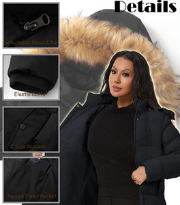 Kadın kış kalınlaşmak kirpi ceket sıcak kar ceket kürk çıkarılabilir kaput ile - Product Image 6