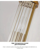 JYLIGHTING Lámparas de Pared de Cristal de Lujo Nórdico, Totalmente en Cobre, LED, para Dormitorio, Sala de Estar, Hotel, Pasillo
