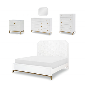 Luxury Metal Legs 2 Drawers <strong>Nightstand</strong> TWO Dressers and Wall <strong>Mirror</strong> Bedroom Sets - Product Image 1